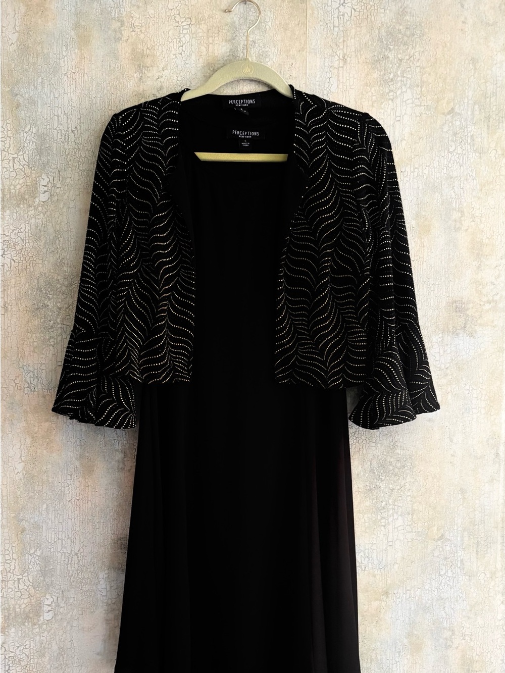 Perceptions Black Dress with Embellished Open-Front Jacket
